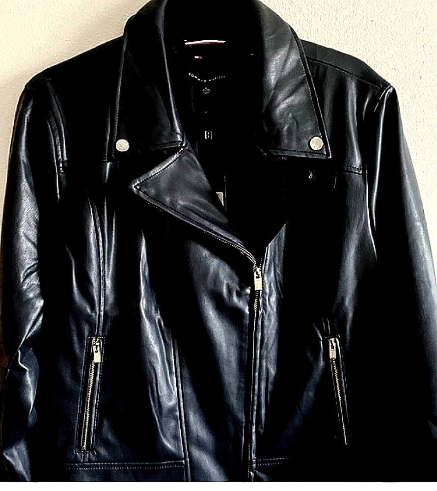 Tommy Hilfiger faux moto leather jacket goth punk
